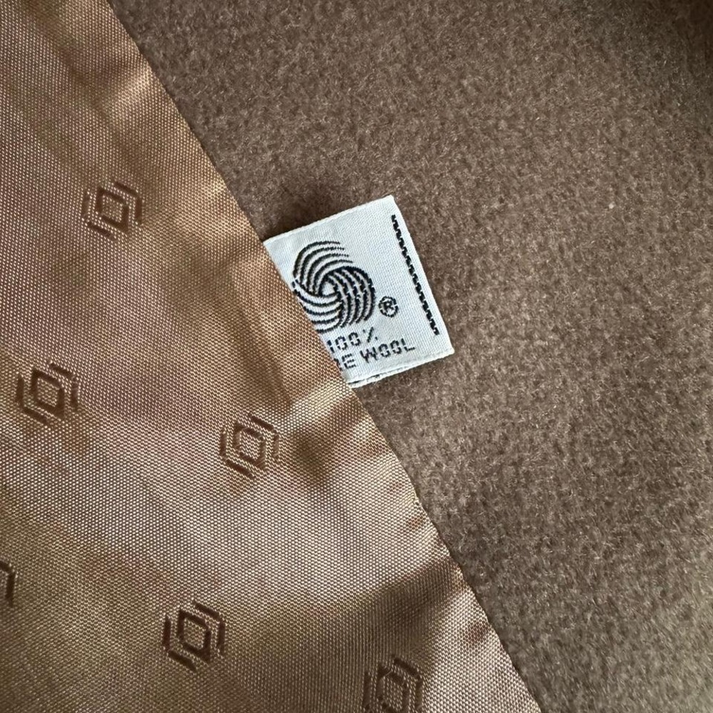 Vintage 90s 100% Wool Over Coat Taupe Tane - Picture 4 of 8